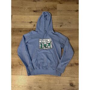 Keith Haring x Uniqlo Mens Blue Pullover Hooded Sweater Crewneck Size Medium